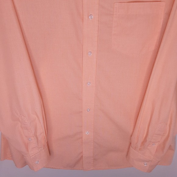 George Mens Button Up Shirt Orange Micro Plaids Size Large 42/44 - Picture 3 of 8